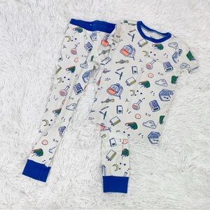Crewcuts Kids short sleeve Pajama Set with Blue Accents and Playful Print